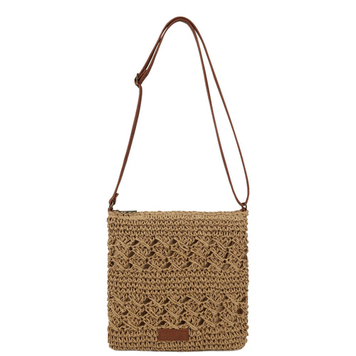 Womens Crochet Mesh Straw Beach Bag Woven Crossbody Shoulder Bag Summer Beach Vacation Purse