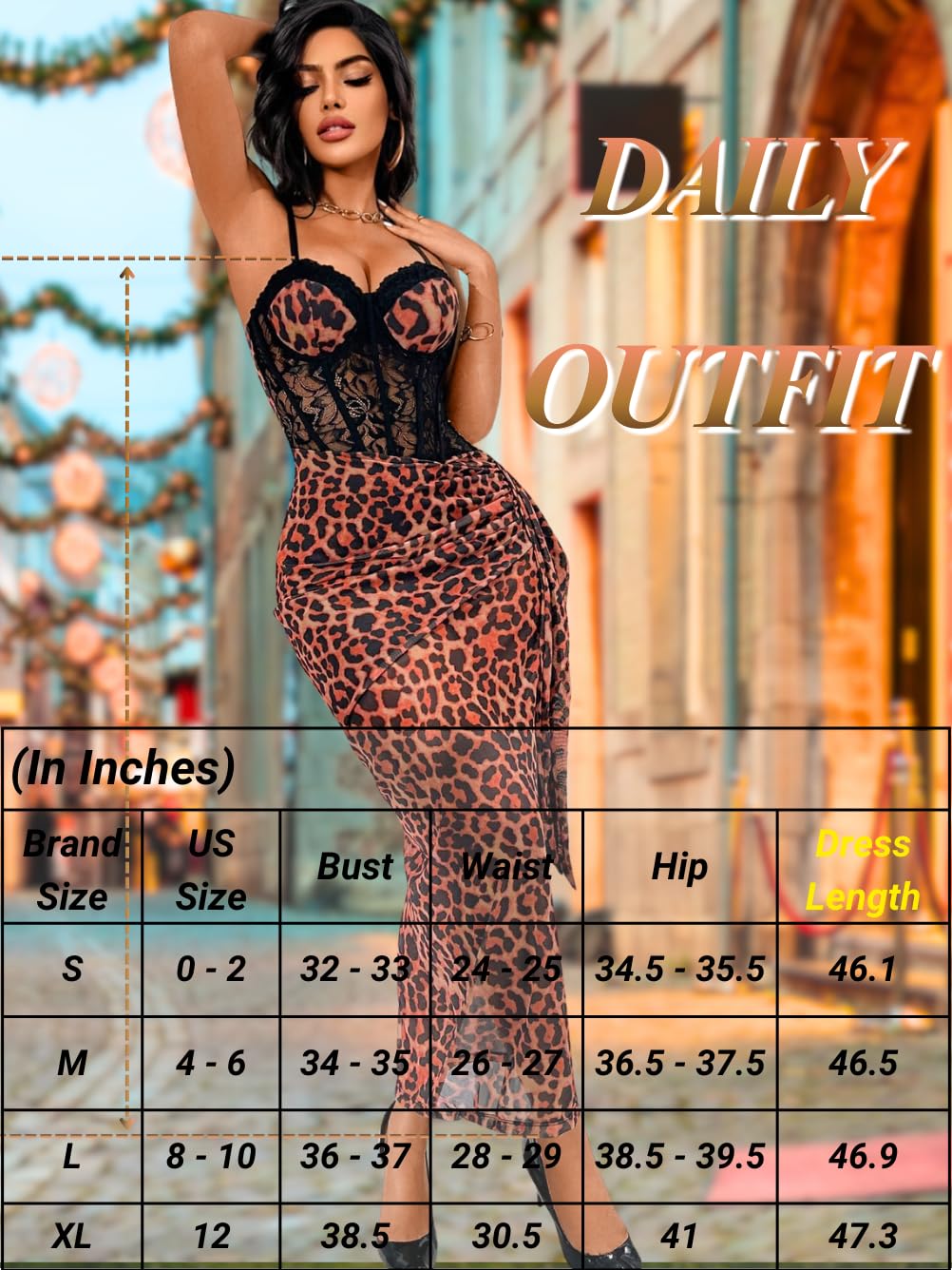 ChiaoLezhee Women's Sexy Lace Bustier Maxi Dress, Built-in Bra Underwire Corset Bodycon Clubwear Festival Outfits