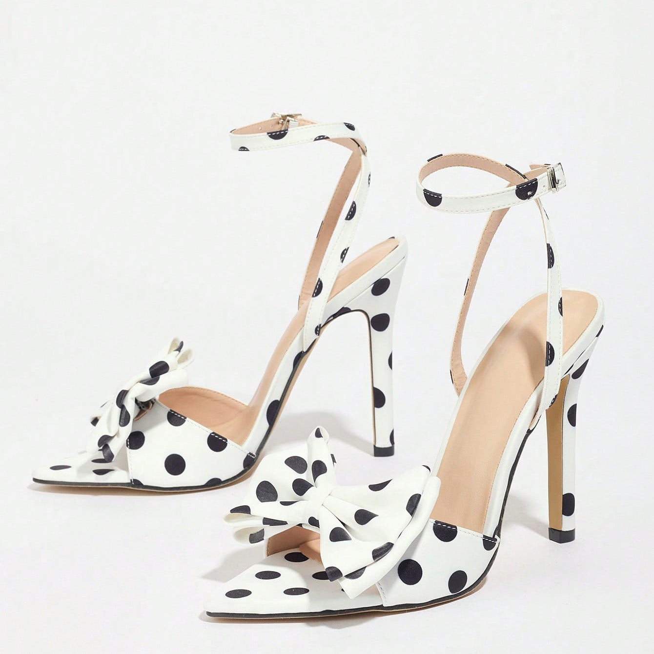 Polka Dot Bow Pointed Toe Heels