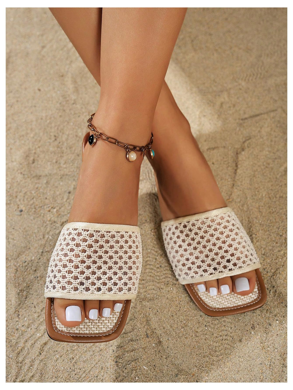Women's Boho Flat Slide Sandals — Hollow Out Open Toe