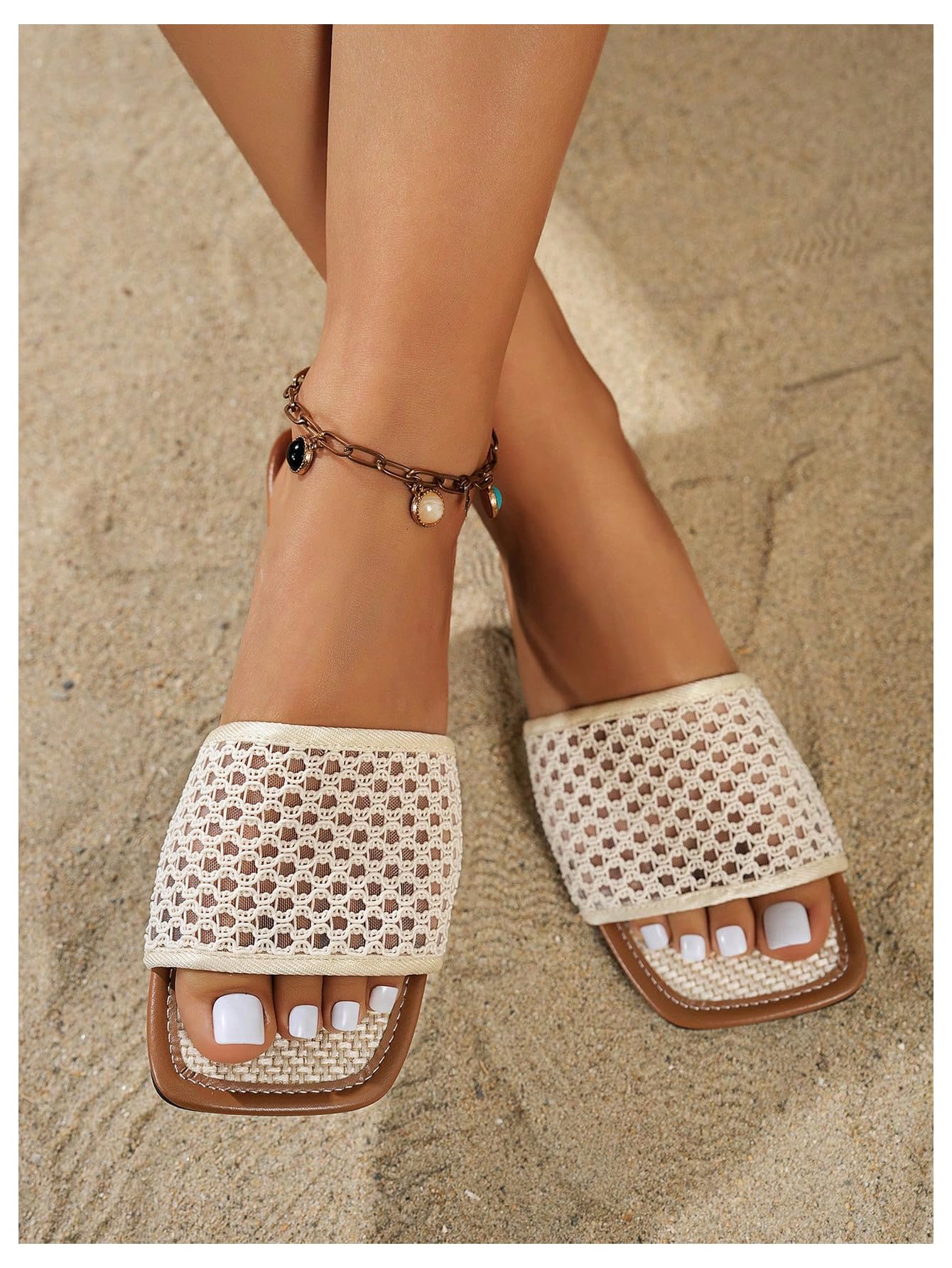 Women's Boho Flat Slide Sandals — Hollow Out Open Toe