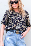 Stylish Leopard Foil-Print Half-Sleeve Summer Sweater