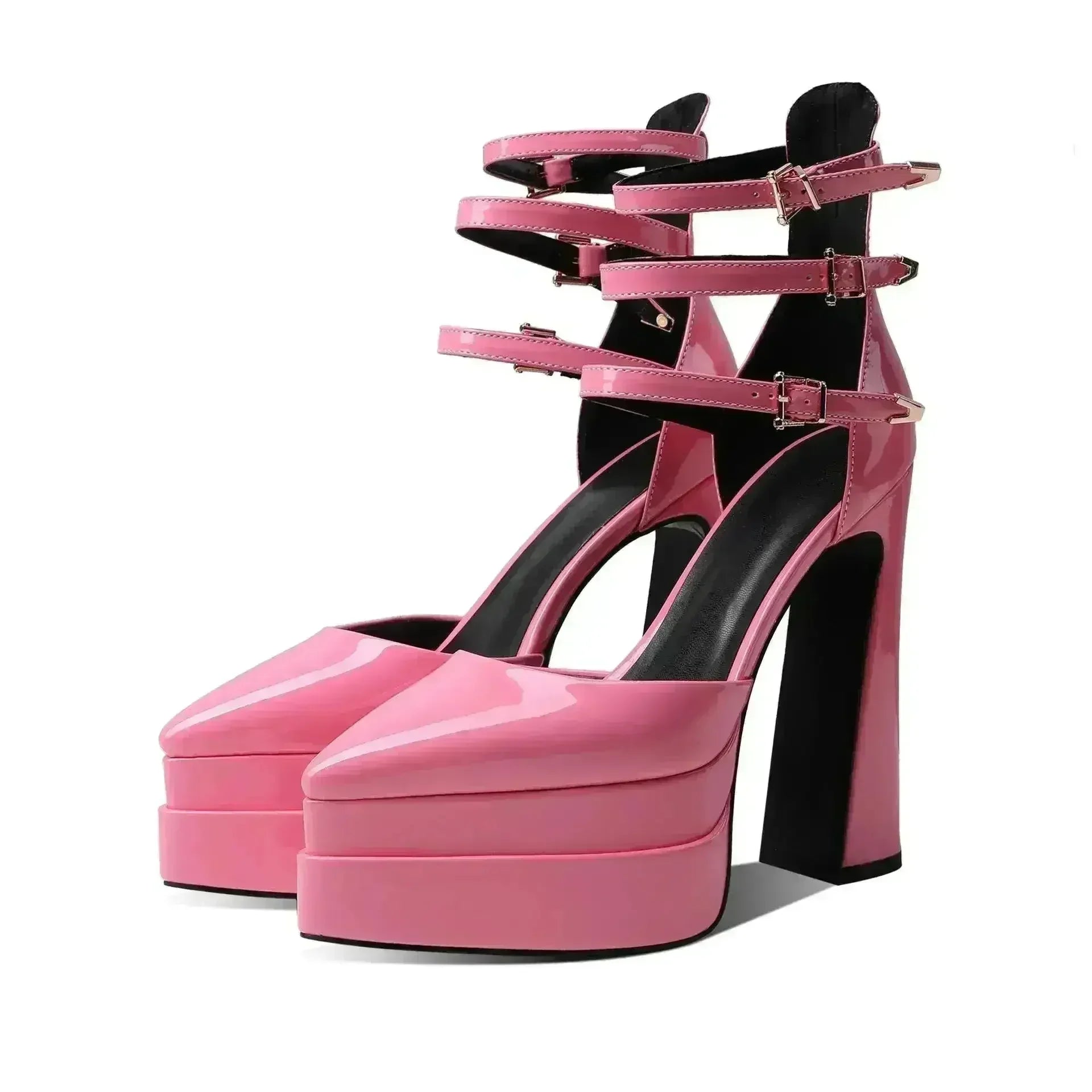 Pointed Toe High Heel Hollow Sandals - 14.5cm Platform Pumps | Femstylo
