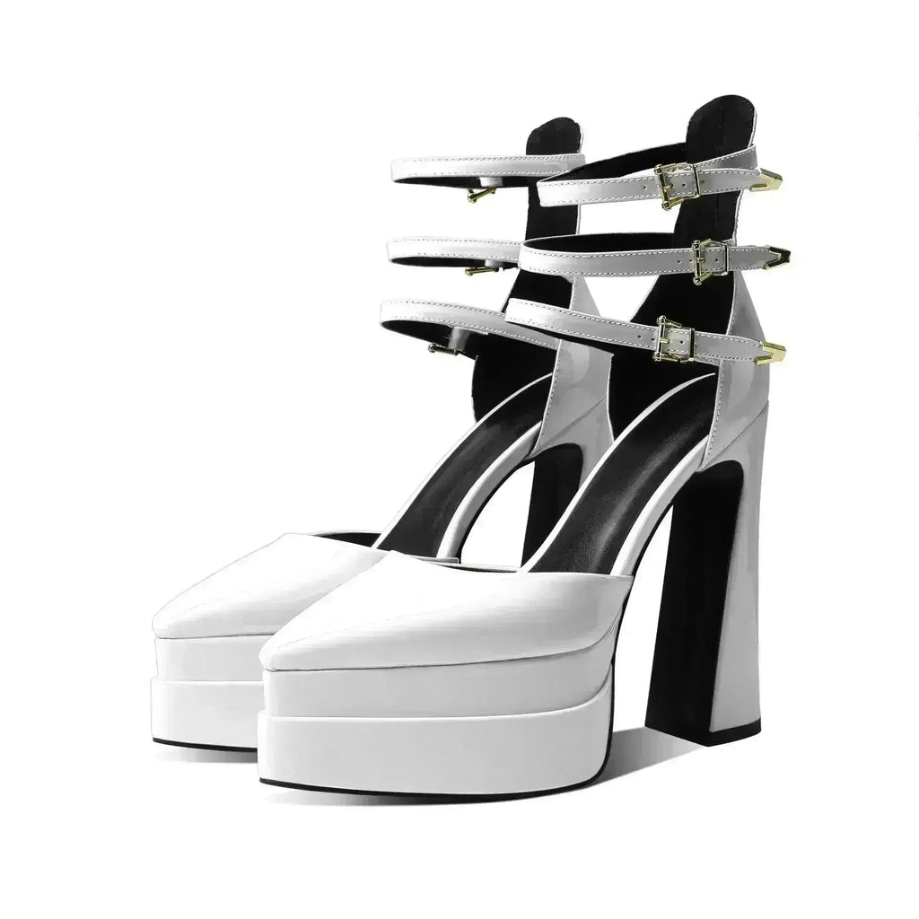 Pointed Toe High Heel Hollow Sandals - 14.5cm Platform Pumps | Femstylo