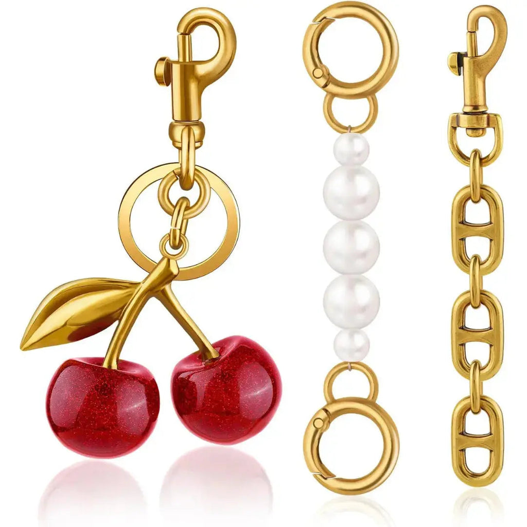 Cherry Purse Charm Keychain for Handbags – Cute Cherry Purse Charm & Strawberry Keychain Gift for Women